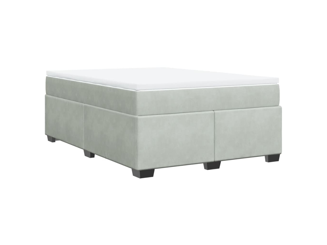 Maison Exclusive - Cama Box Spring Con Colchón Terciopelo Gris Claro 140x190 Cm