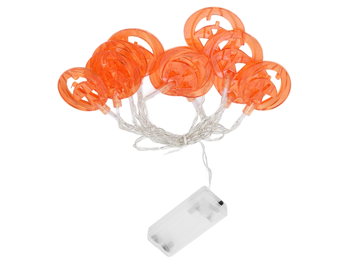10 luces LED de calabaza para interior y exterior, funciona con pilas, decoración de Halloween con luz cálida.