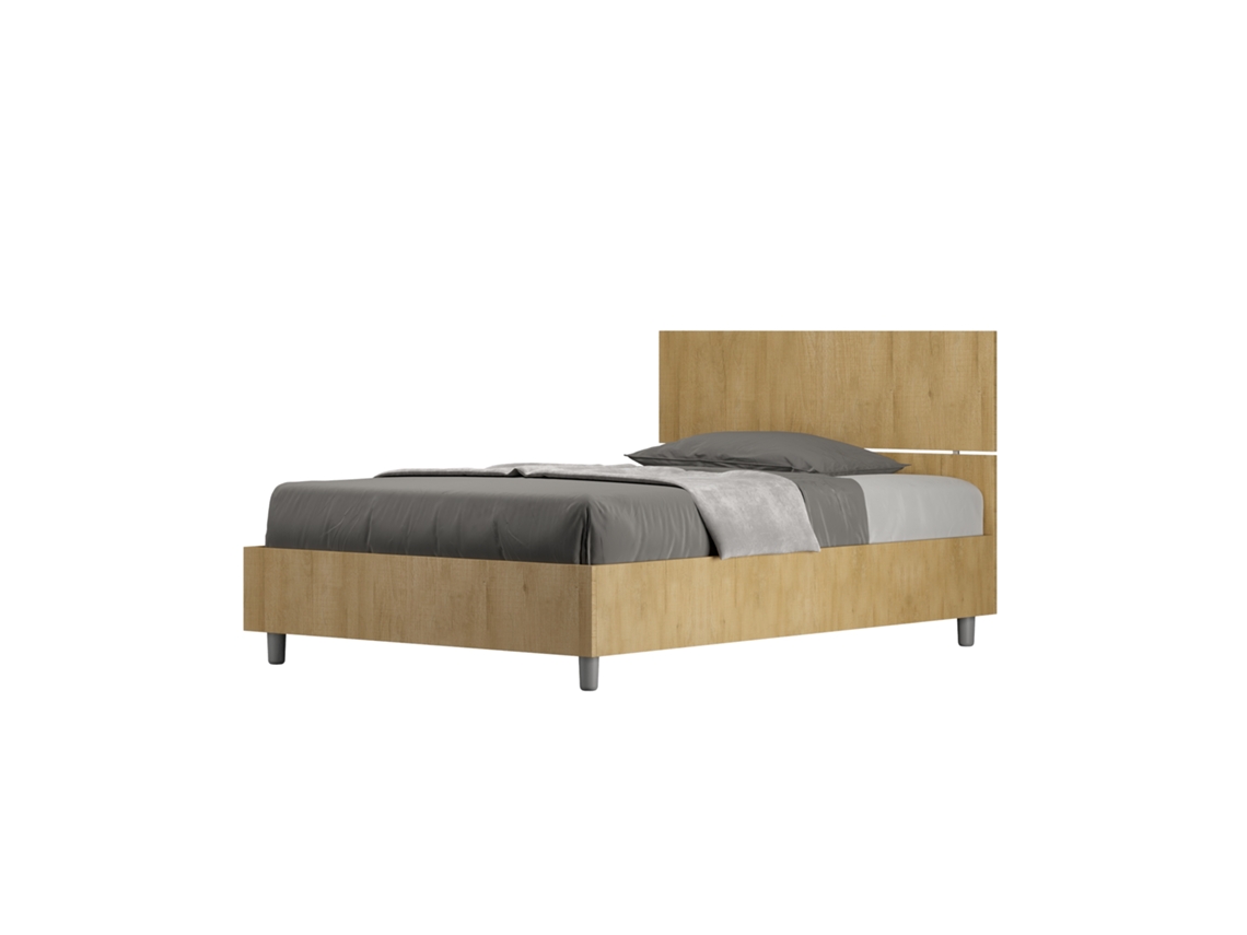 Cama con Almacenamiento y Cabecero Contenedor Recto Demas ITYHOME Marrón (210x50x125cm)
