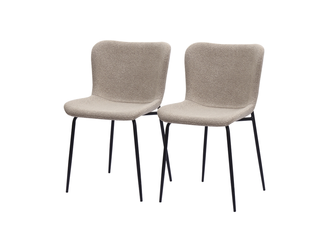 Juego De 2 Sillas De Comedor Con Respaldo Alto Redondeado, Acabado En Tela Y Metal.