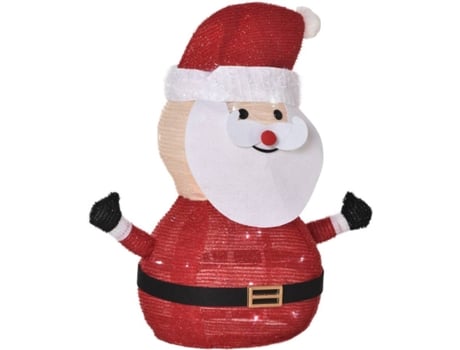 Outsunny Papá Noel tela con luces led figura decorativa luminosa navidad interruptor para interior y exterior ø30x51 cm negro blanco rojo 30x51cm