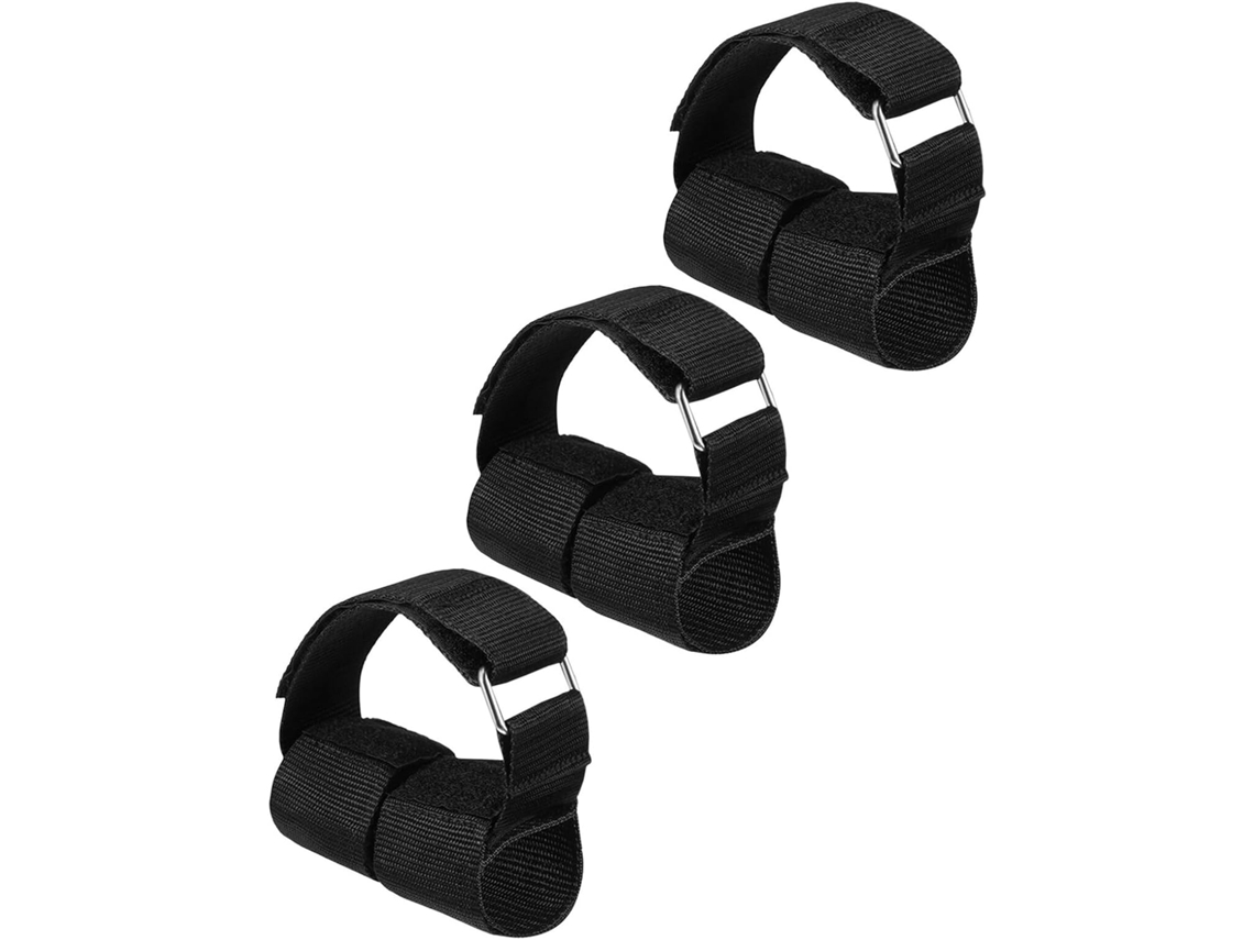 Juego de 3 correas ajustables negras para tobillos, ideales para levantamiento de pesas y deportes.
