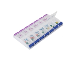 Organizador Semanal De Pastillas Con 14 Compartimentos, Am/pm, Cierre De Botón Pulsador, Plástico Libre De Bpa.