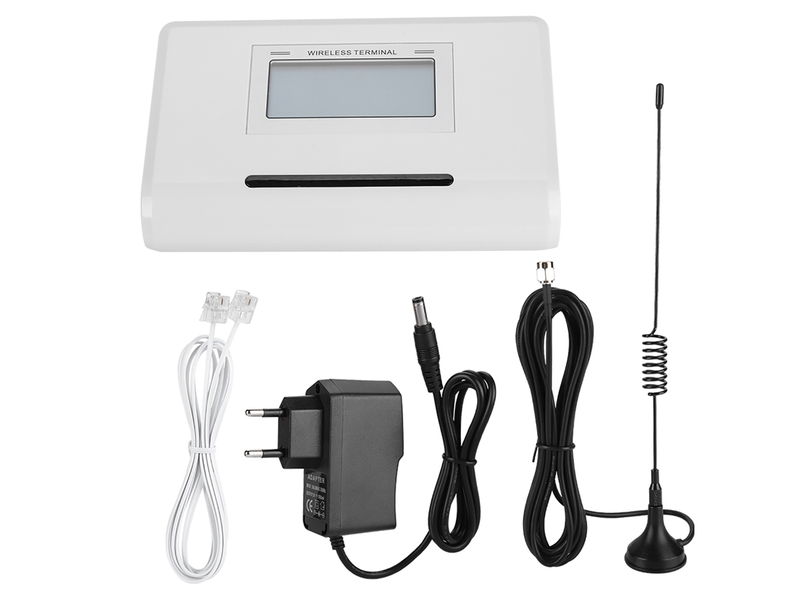 Terminal fijo inalámbrico GSM (conexión LCD y alarma)