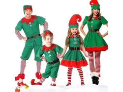 2026-7547-traje De Elfo De Navidad Para Familia Adultos Niños Disfraz Ayudante De Santa Fiesta Cosplay Otf 170 Cm Hombres