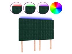 Maison Exclusive - Cabecero Con Luces Led Terciopelo Verde Oscuro 144x5x118/128 Cm