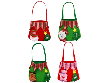 Conjunto de Adornos de Navidad ZMDECQNA Paquete Bolsa Cordón Regalo Manzana Caramelo Papá Muñeco Nieve Oso Alce Blanco - 4un