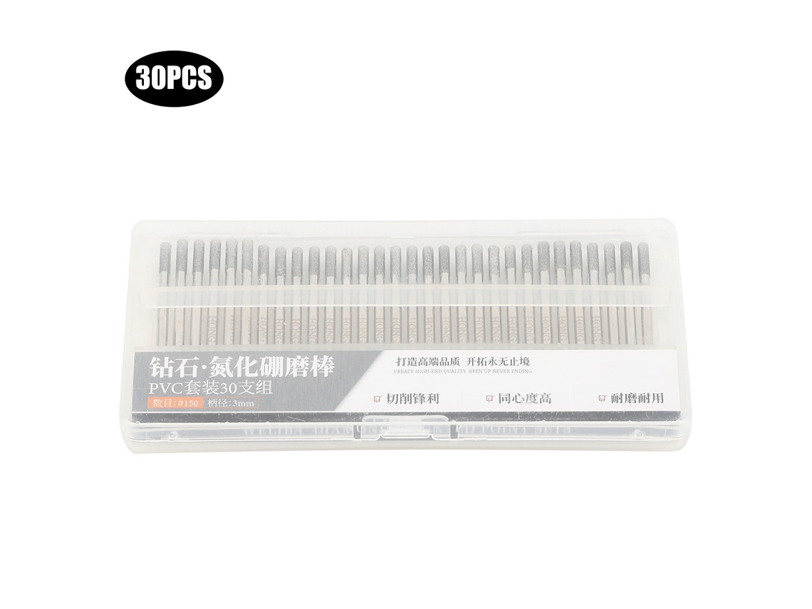 30 Brocas De Diamante Cilíndricas Planas De 3 Mm Y Grano 150 Para Amoladoras Angulares Eléctricas Y Piedras De Grabado.