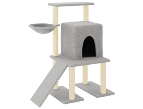 Rascador para gatos con postes de sisal gris claro VIDAXL (96,5 cm)