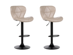 Conjunto de 2 bancos de bar BELIANI Valetta de Pele sintética Creme 46x51x110
