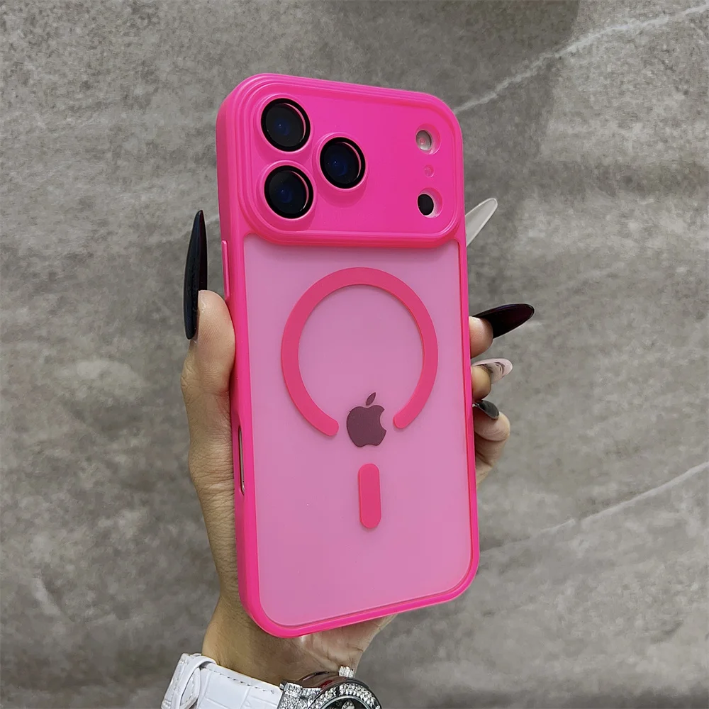 (iphone 14, Oro Rosa) Funda Transparente De Carga Inalámbrica Para Iphone, Compatible Con Magsafe