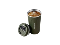 Taza térmica de acero inoxidable 18/8 de doble pared con pantalla LED inteligente y aislamiento al vacío, color verde Gusshious