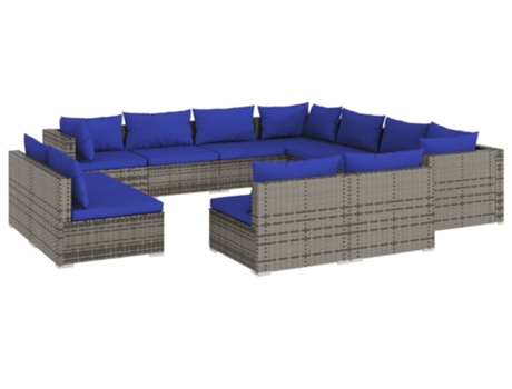 Conjunto 11 de muebles de jardín VIDAXL cojines ratán sintético gris