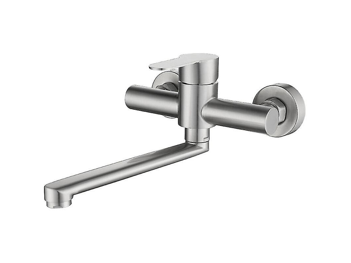 Grifo De Cocina De Acero Inoxidable 304 Montado En Pared Giratorio 360° Regulable De Agua Fría Y Caliente 150mm