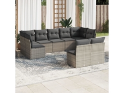 Conjunto de sofá de jardín de 9 piezas con cojines de mimbre gris de DKD Home Decor