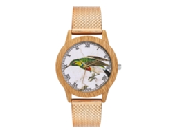 Reloj De Cuarzo Unisex Con Patrón De Pájaro Y Escala Romana Pulsera Oro Rosa