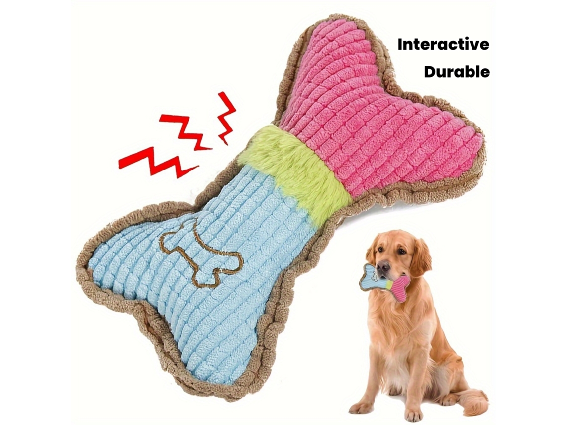 Dos Juguetes De Peluche Interactivos Para Perros Con Forma De Hueso: Perfectos Para Que Jueguen Los Perros De Tamaño Mediano, Ideales Para N