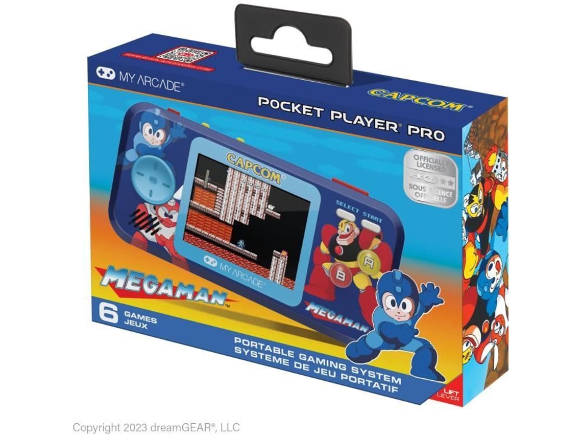 Consola de juegos Pocket Player Pro Megaman Juego retrogaming Pantalla de alta resolución de 7 cm 6 juegos incluidos
