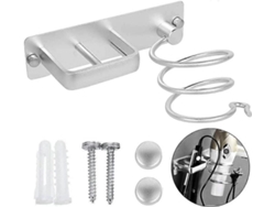 Soporte de pared de aluminio para secador, plancha y cepillo de pelo con organizador de cables. GOKOCO