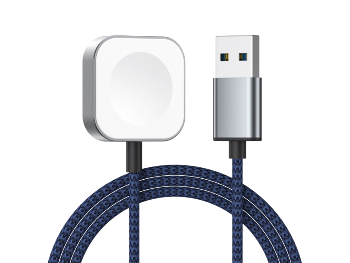 Cargador inalámbrico magnético de carga rápida con interfaz USB para Apple Watch SE 3 (azul)