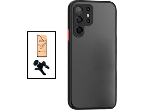 Kit Carcasa Trasera Protección Cámara + Protector de Pantalla Full Cover + Soporte de Auto Samsung Galaxy S22 Ultra 5G GIFT4ME Negro