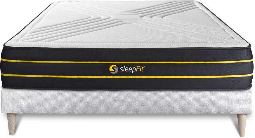 Conjunto de Somier Blanco + Colchón SLEEPFIT Ultra (150x190 cm - Muelles Ensacados)