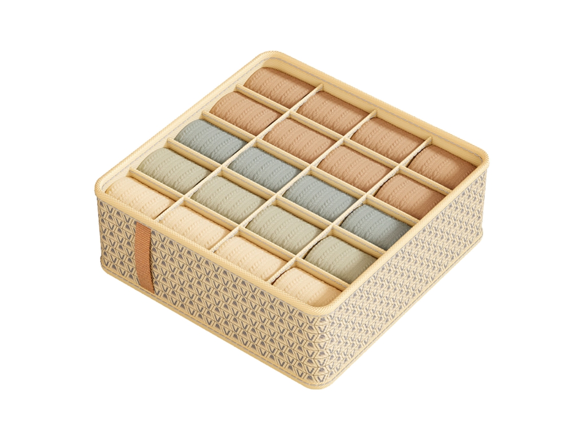 Armario con compartimentos de tela, compartimento para ropa, cajones, ahorra espacio, sin desorden, beige, 20 compartimentos, 32 x 32 x 11 cm