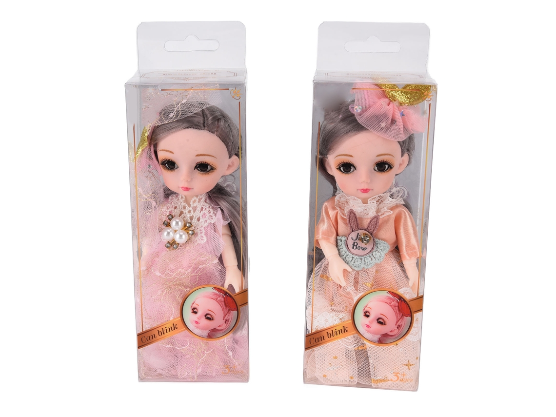 Ats-muñeca Bonita De 6.7 Pulgadas Con Articulaciones Móviles Y Pelo Largo Rizado Para Niñas