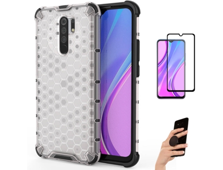 Kit Carcasa y Protector Xiaomi Redmi 9 Fullcover Rumble Popsocket