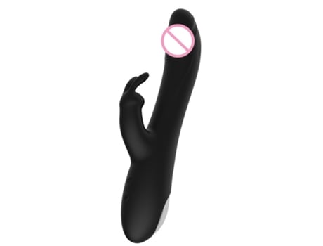 Vibrador femenino de conejo telescópico de doble motor de 10 velocidades (negro) YIZHOOD