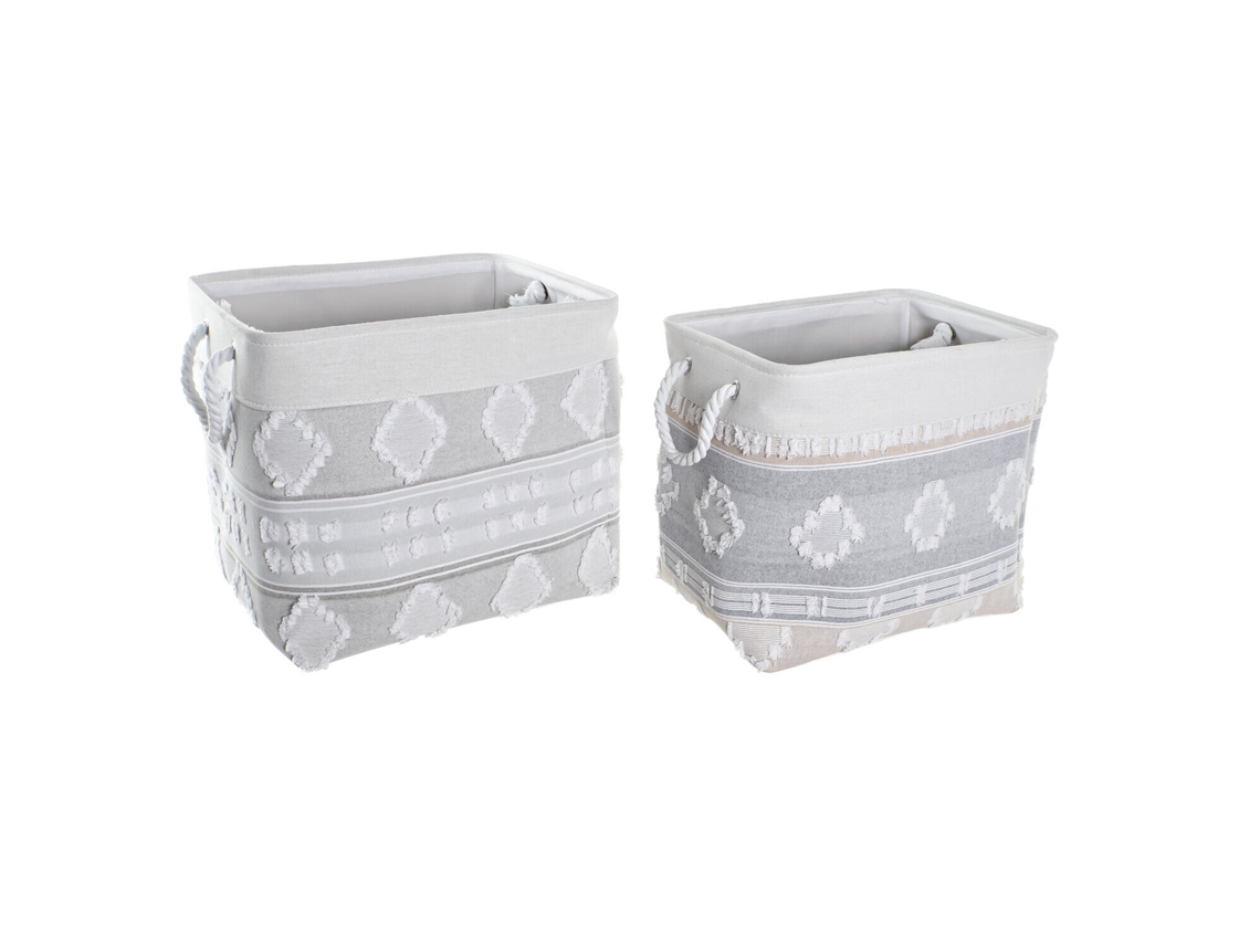 Set 2 Cesta Algodon Gris 45x35x40cm