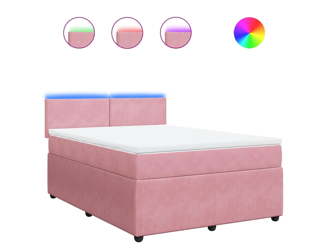 Maison Exclusive - Cama Box Spring Con Colchón Terciopelo Rosa 140x190 Cm