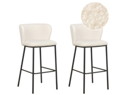 Conjunto de 2 cadeiras de bar BELIANI Mina de Bouclé Branco 52x46x98