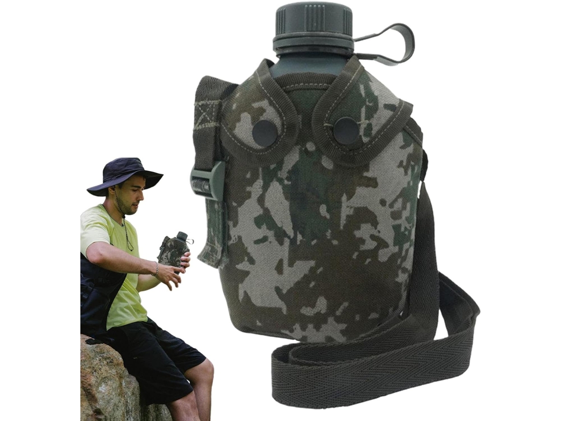 Cantimplora con asa, botella de agua de aleación de metal, para camping militar, senderismo, cantimploras Gokoco.