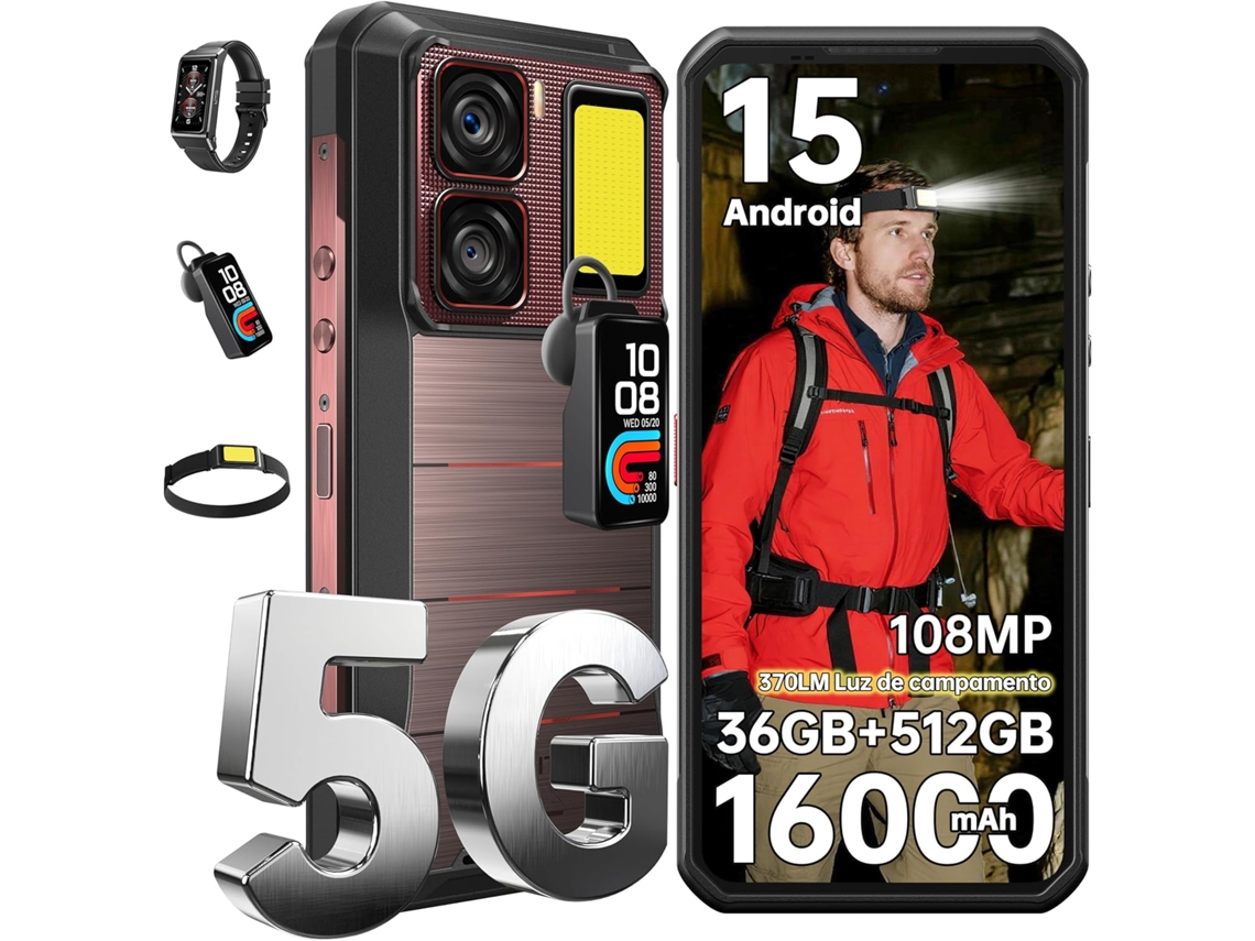 Teléfono inteligente Oukitel WP300 de 6,8 pulgadas, 5G, 36 GB, 512 GB, 16000 mAh, Android 15, resistente.