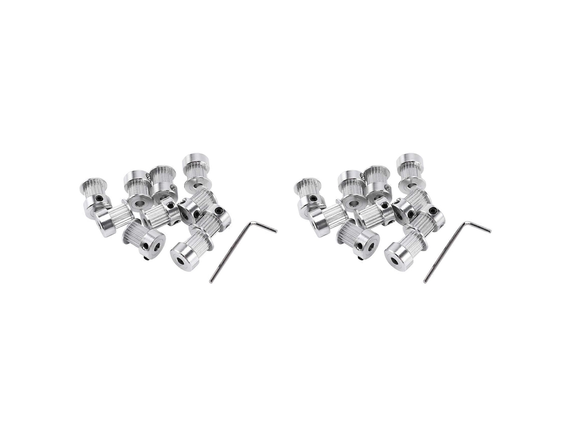 Polea de distribución 2GT de 20 dientes con orificio de 5 mm para correa GT2 de 2 m, ancho de 10 mm, juego reducido, 20 unidades.
