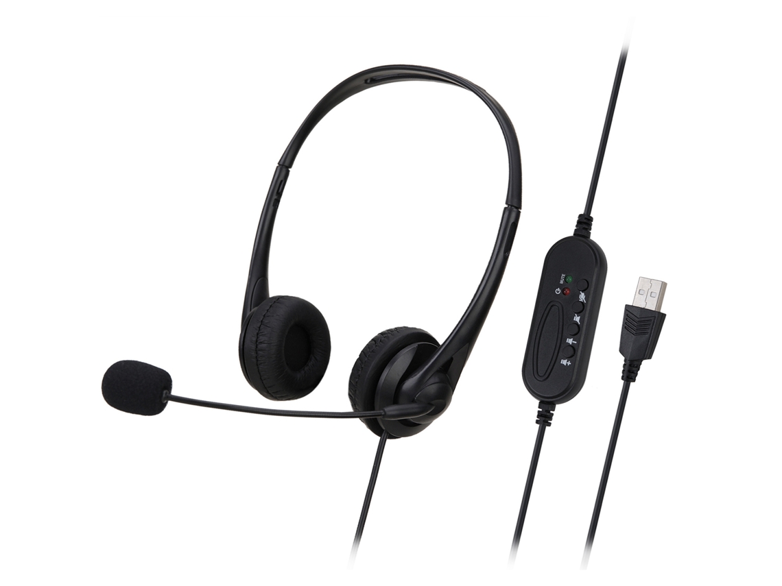 Fone de ouvido Mali com microfone Fio para call center, USB e 3,5 mm, redução de ruído ajustável Sy490mv