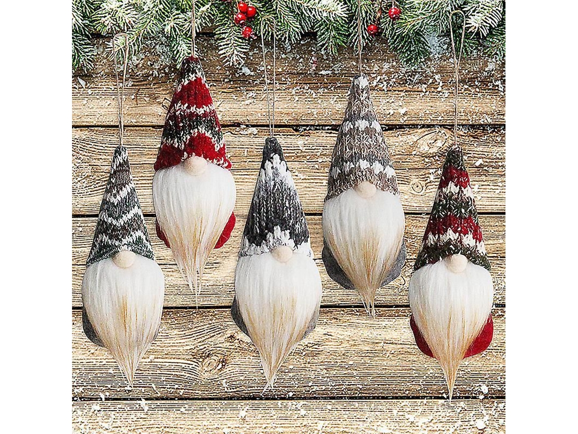 Juego De 5 Muñecos De Peluche Suecos Hechos A Mano Con Forma De Gnomo Navideño Para Decorar El Árbol De Navidad.