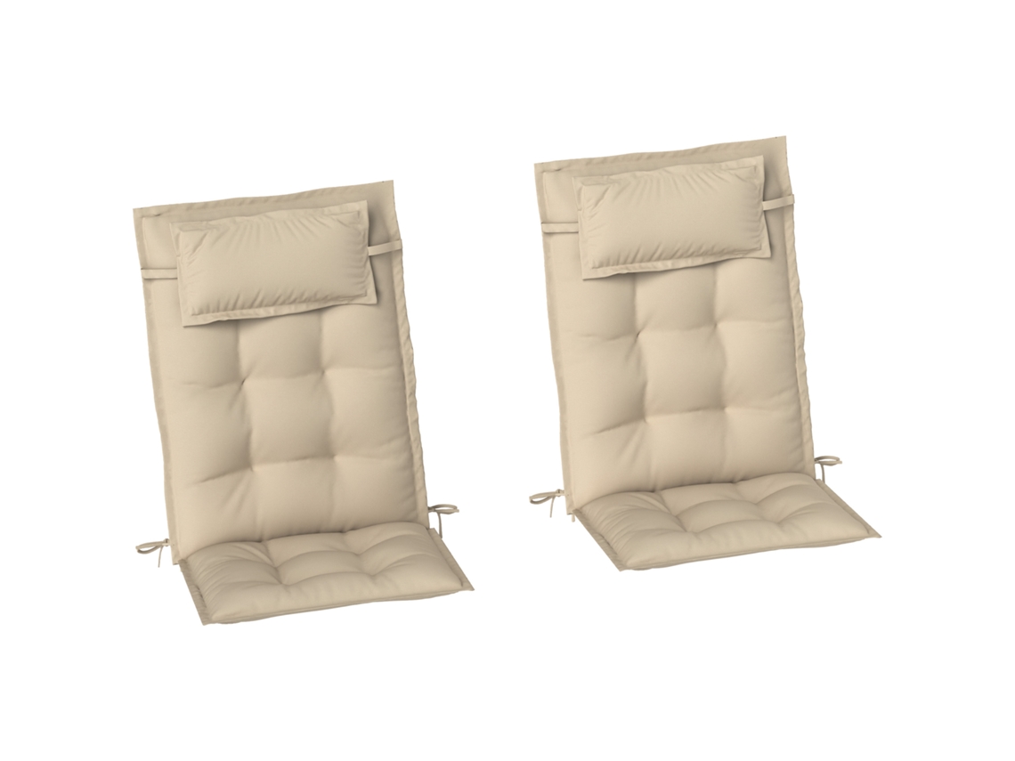 Juego De 2 Cojines Para Tumbona, Repelentes Al Agua, 50 X 116 X 5 Cm, Para Jardín Y Playa, Beige