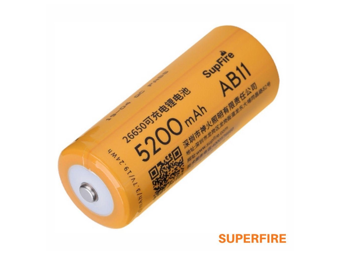 Batería de litio Superfire 26650 de 3,7 V y 5200 mAh