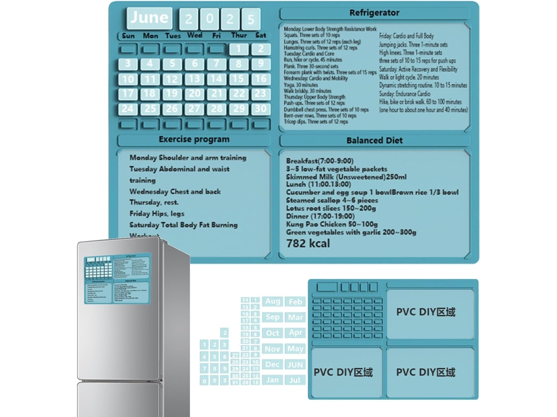 Calendario Magnético Para El Refrigerador - Planificador De Programas De Ejercicio - Organizador Mensual De