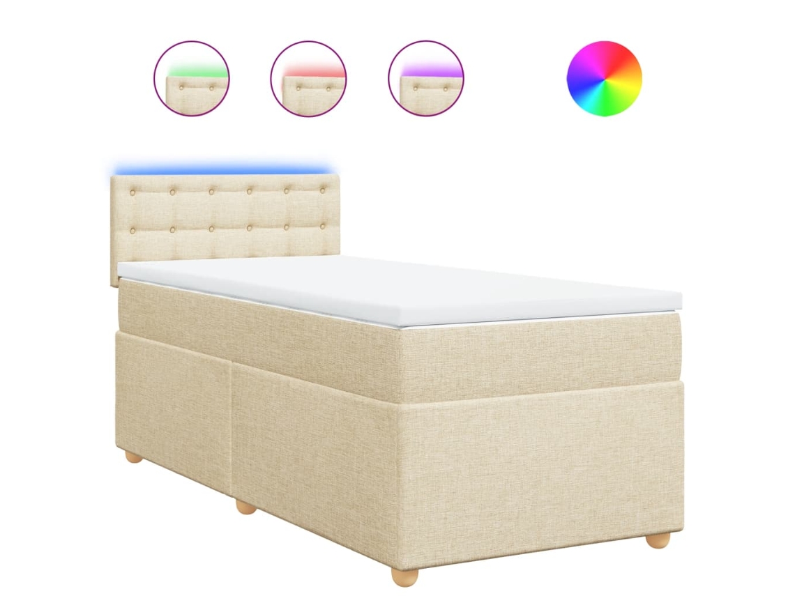 Maison Exclusive - Cama Box Spring Con Colchón Tela Color Crema 100x200 Cm