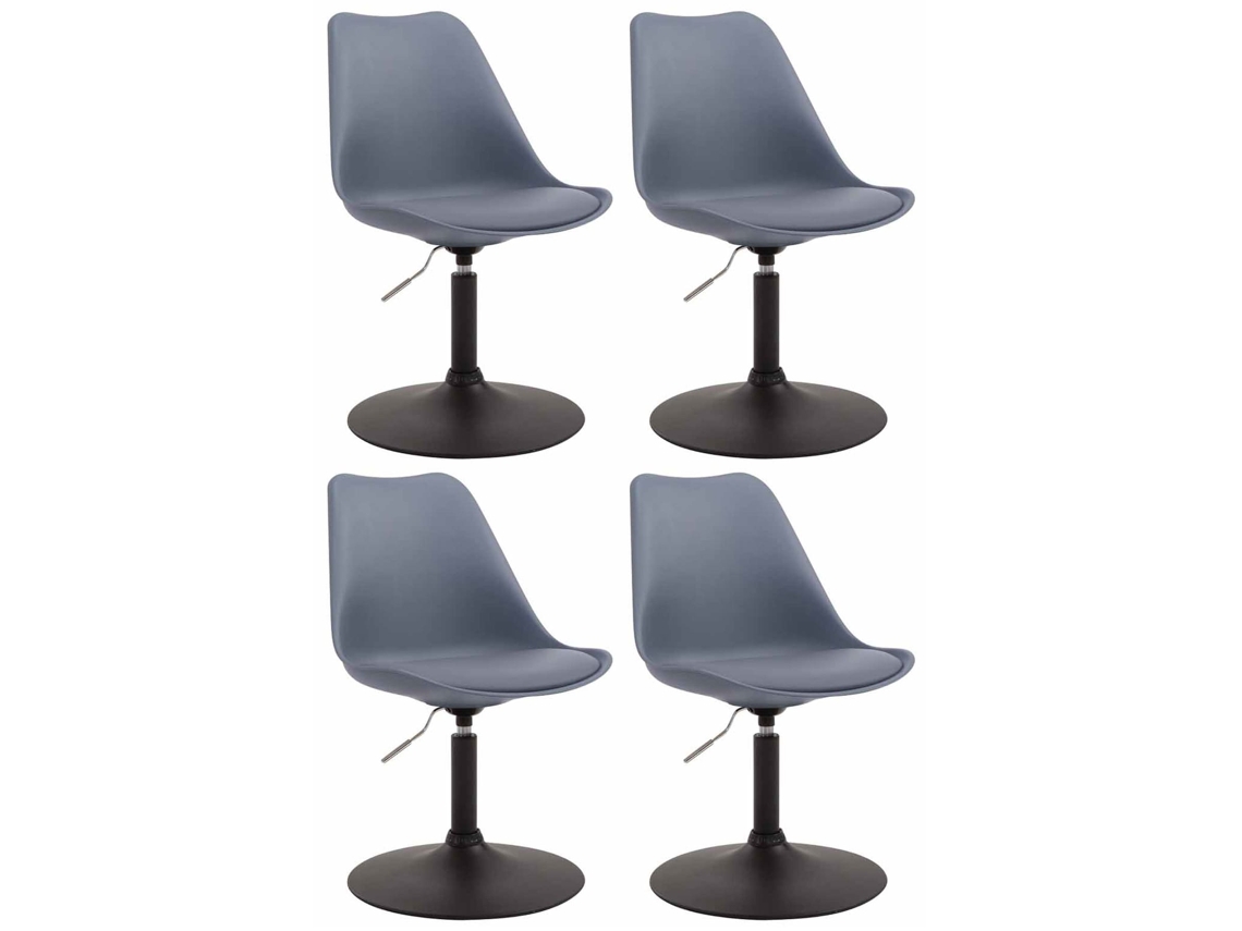 Juego de 4 sillas de comedor de plástico CLP Maverick gris/negro