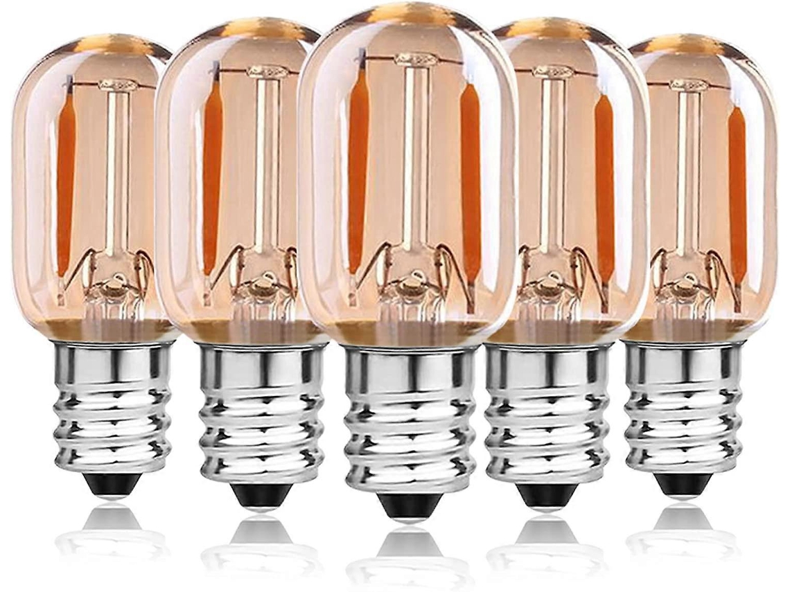 Omni-5pcs Bombillas Led Filamento E14 1w Equivalente A 10w, Bombilla Horno T22, Blanco Cálido 2200k, No Regulable clase Energética F