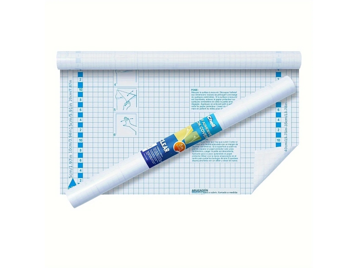 Papel Transparente Autoadesivo para Capa de Livro, 44,5 Cm X 1,5 M , Película Protetora Autoadesiva para Capa de Livro. MDUG (17,5 Polegadas X 5 Pés)