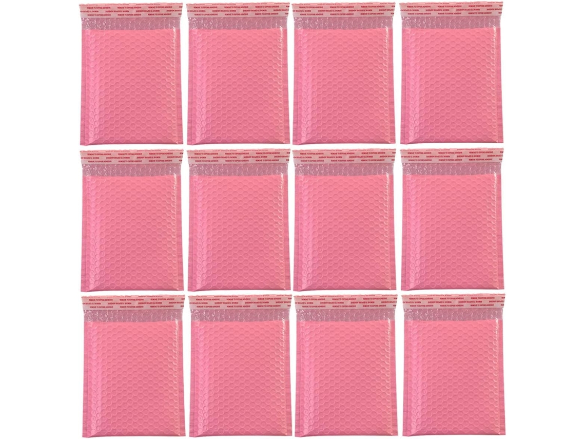 Paquete De 50 Bolsas De Almacenamiento De Plástico De Burbujas Rosas A Prueba De Golpes De 15 X 20 Cm.
