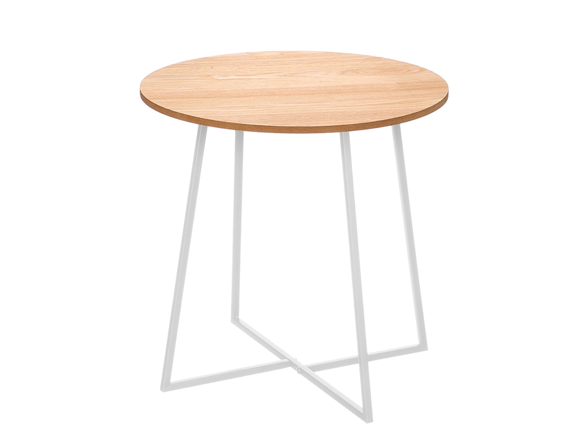 Mesa Auxiliar Con Patas Blancas Y 40cm De Diámetro.