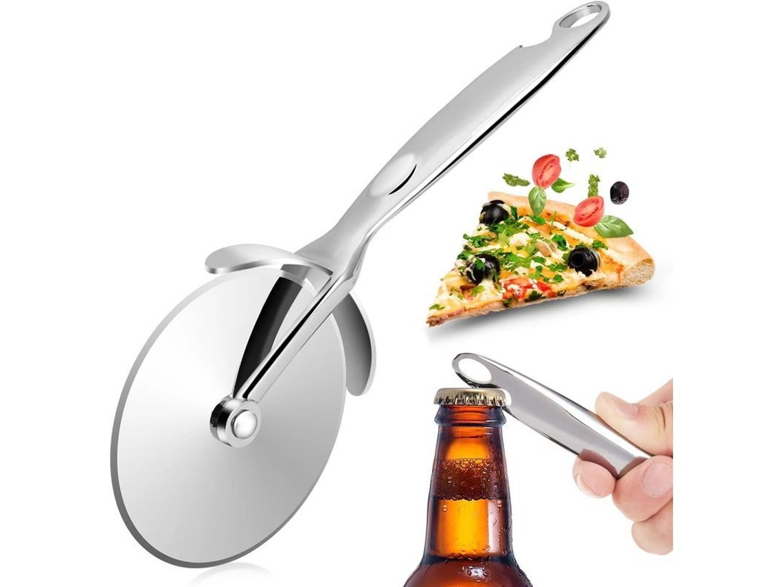 Cortador De Pizza Con Ruedas Y Abrebotellas Integrado, Acero Inoxidable 304, Apto Para Lavar Platos.
