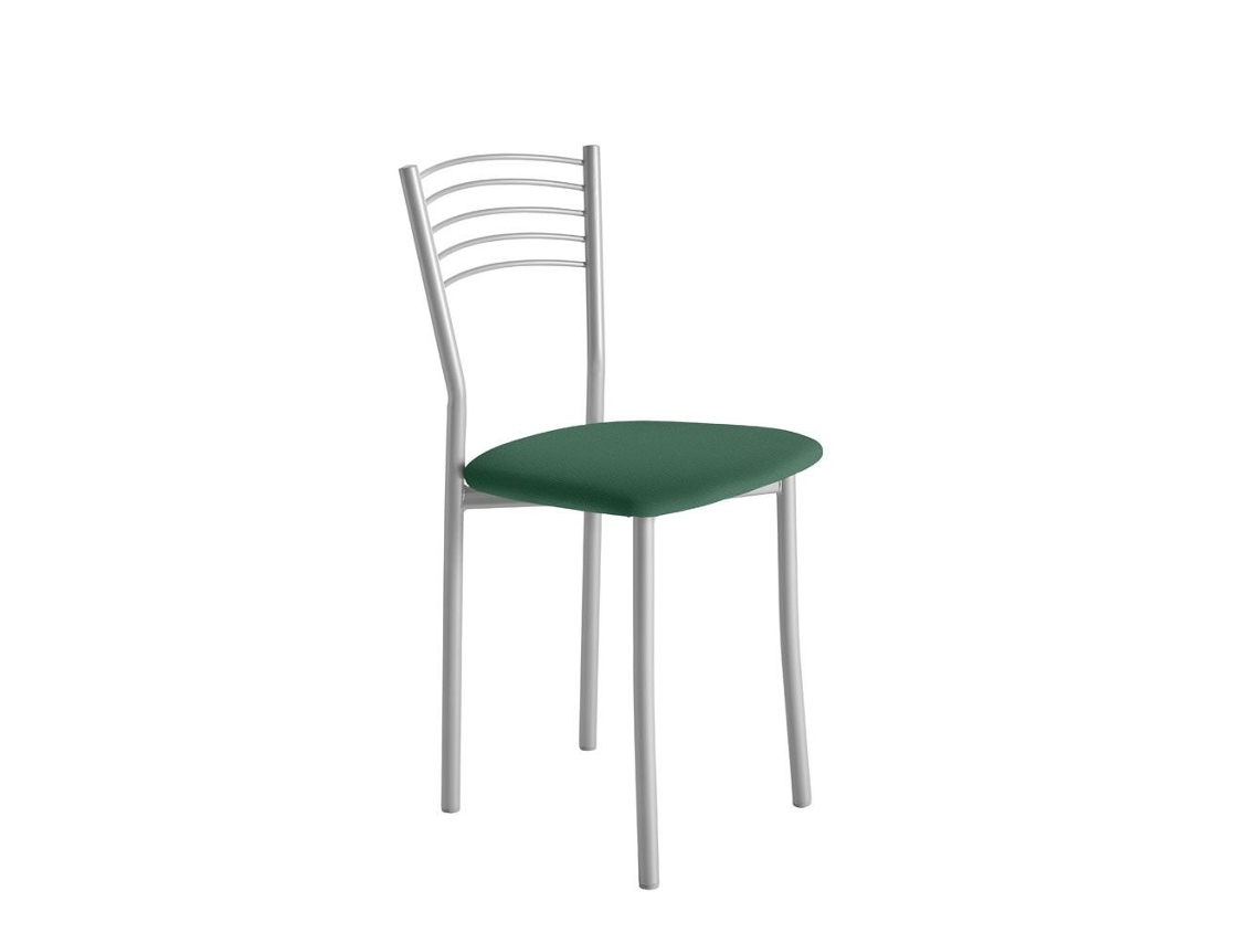 Cadeira de Cozinha Copa em Alumínio 40x85x47cm Verde Prateado FANMUEBLES