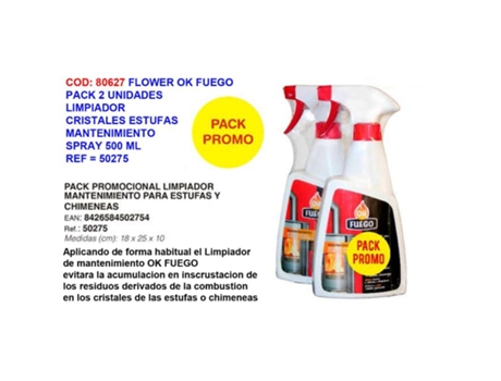 Flower ok fuego pack 2 un limpiador manten.estufa-chimenea 50275